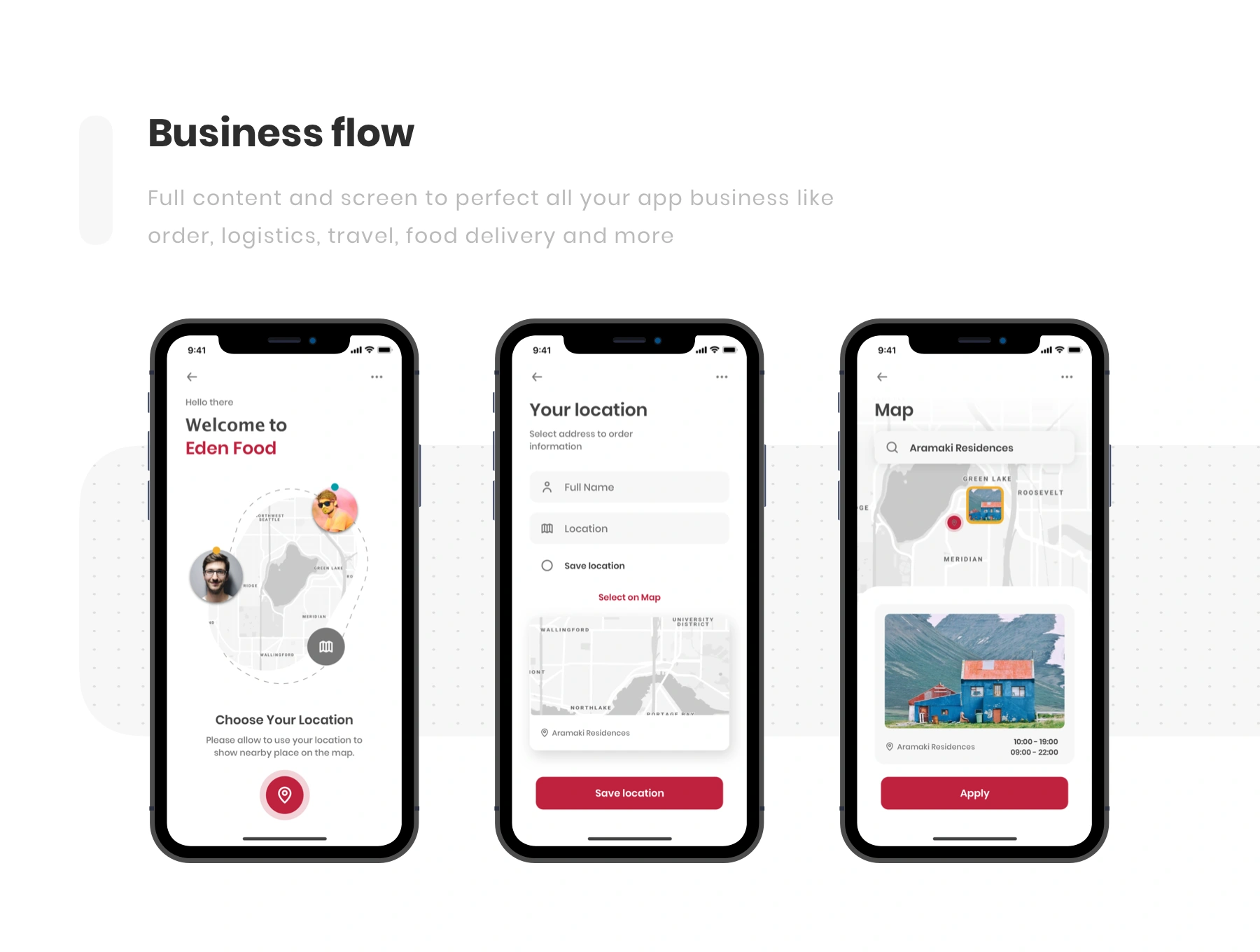 Eden - Food Delivery App UI食品配送外卖订餐美味菜谱美食设计元素组件规范图标素材库模版