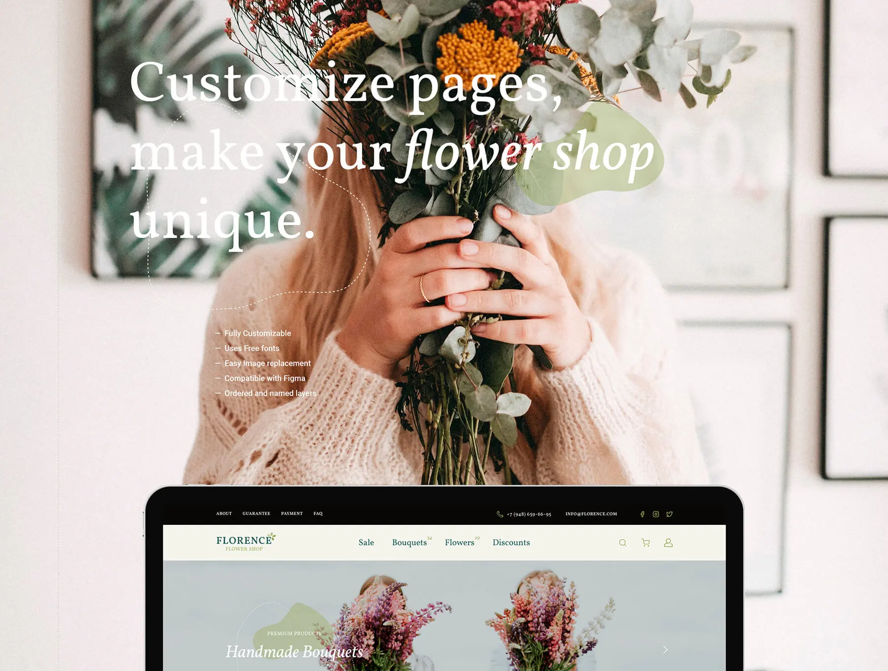Florence - eCommerce Web UI电商购物花店商店店铺网页设计设计元素组件规范图标素材库模版