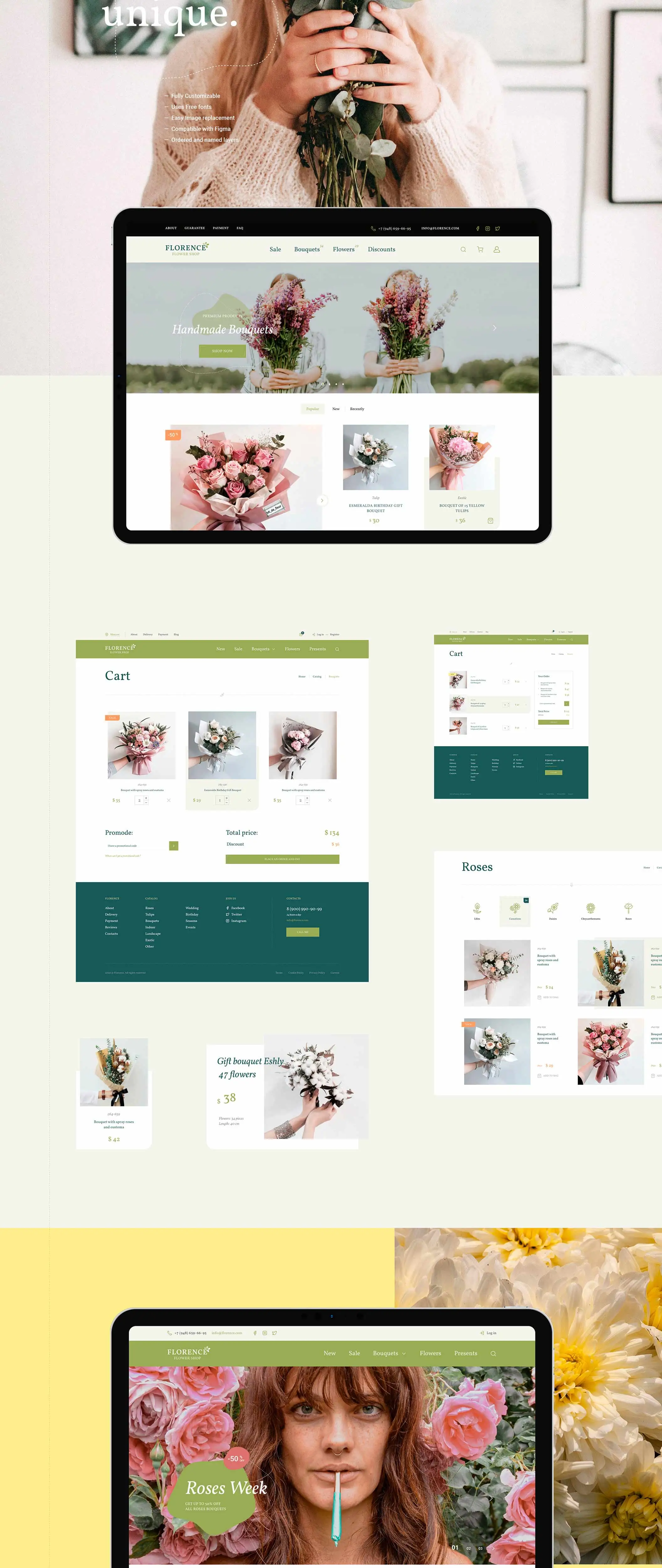Florence - eCommerce Web UI电商购物花店商店店铺网页设计设计元素组件规范图标素材库模版