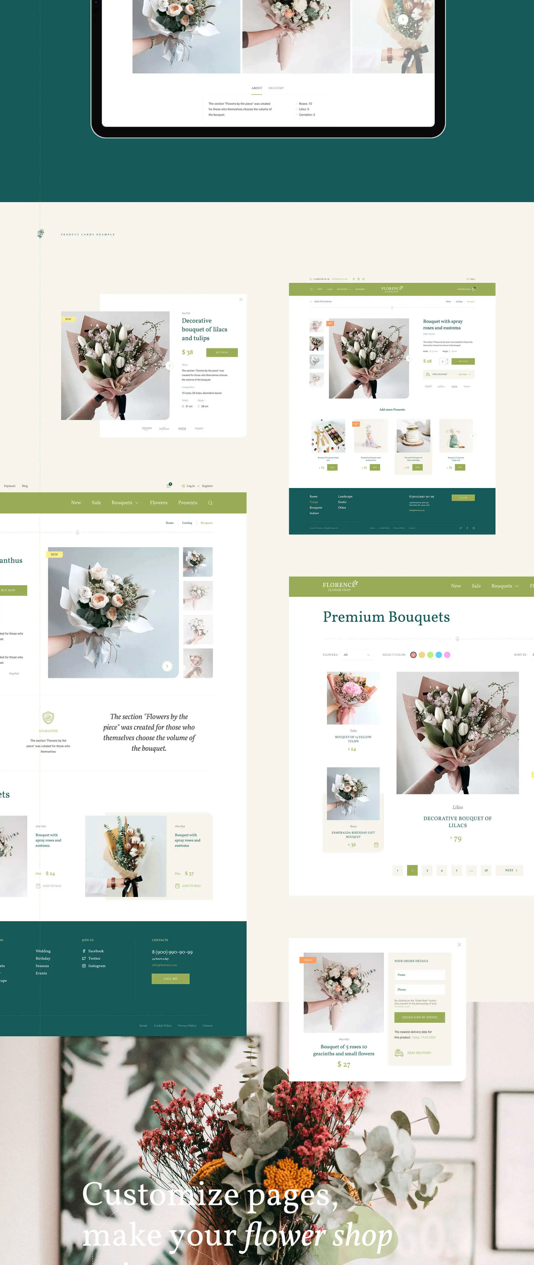 Florence - eCommerce Web UI电商购物花店商店店铺网页设计设计元素组件规范图标素材库模版