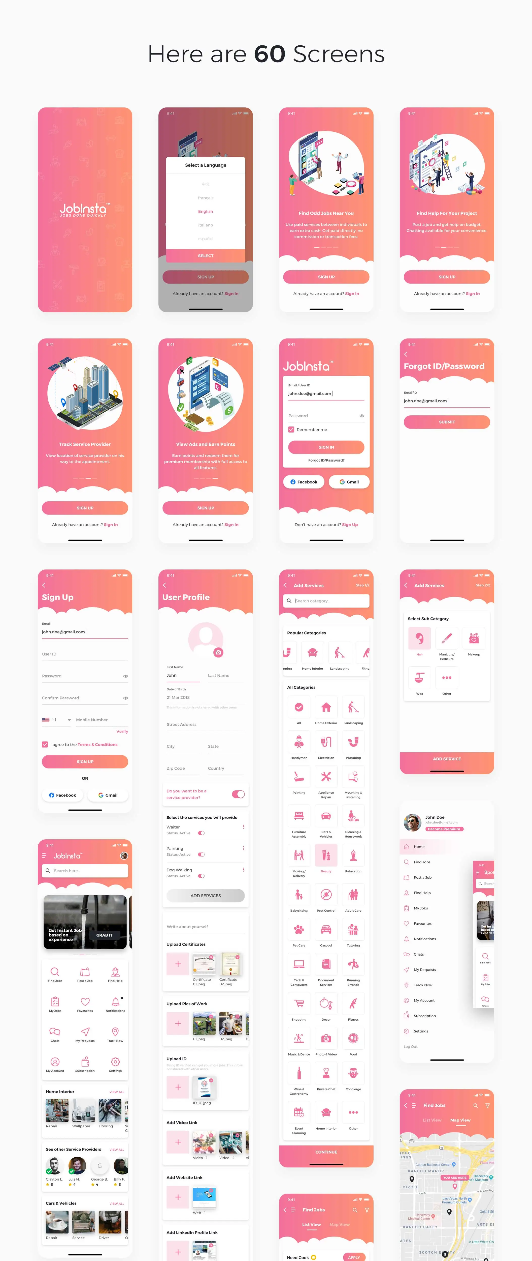 JobInsta UI Kit求职职位工作专业技能服务APPUI设计元素组件规范图标素材库模版