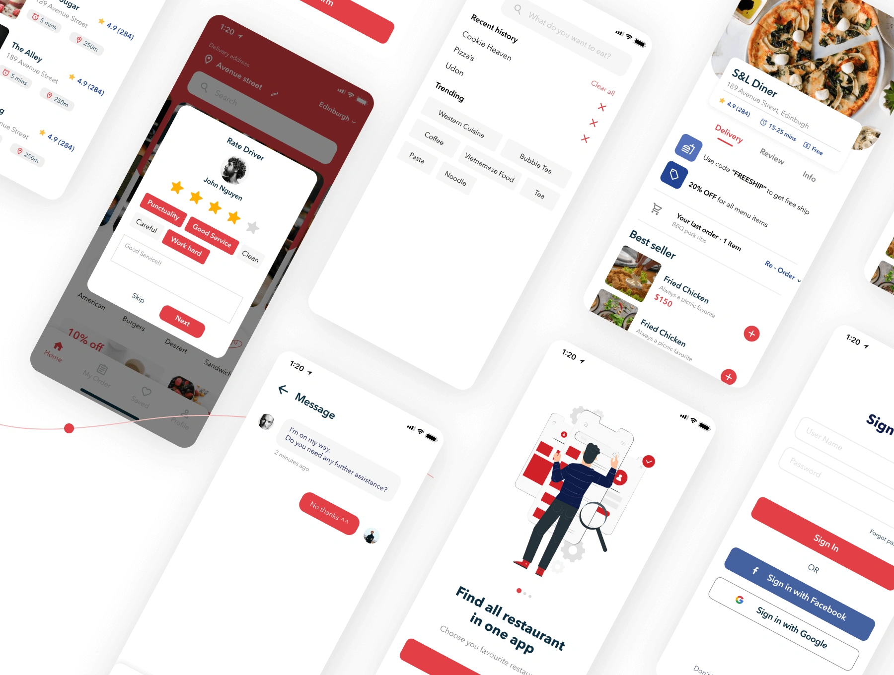 Fohan - Food Delivery Mobile App食品配送外卖订餐订货送货美味菜谱美食APPUI设计元素组件规范图标素材库模版