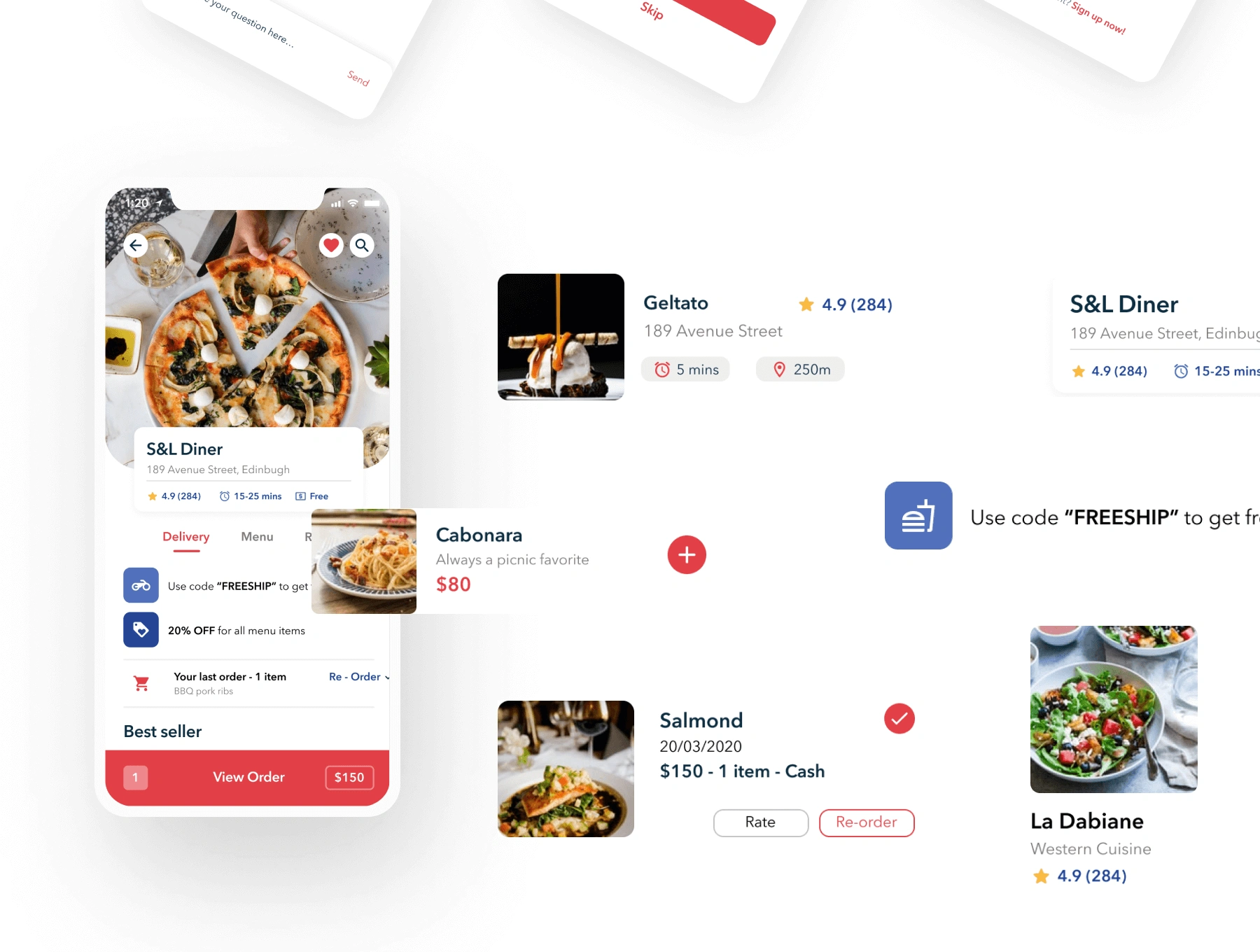 Fohan - Food Delivery Mobile App食品配送外卖订餐订货送货美味菜谱美食APPUI设计元素组件规范图标素材库模版