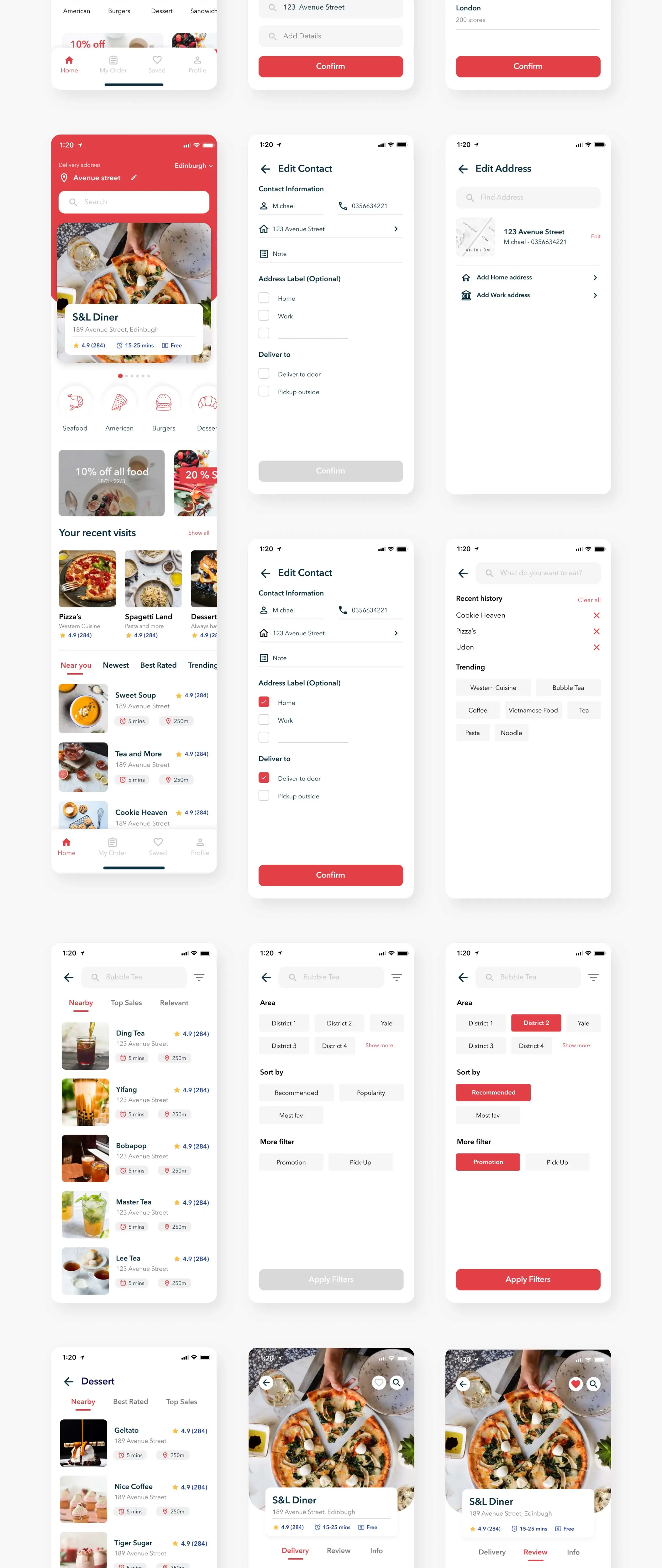 Fohan - Food Delivery Mobile App食品配送外卖订餐订货送货美味菜谱美食APPUI设计元素组件规范图标素材库模版