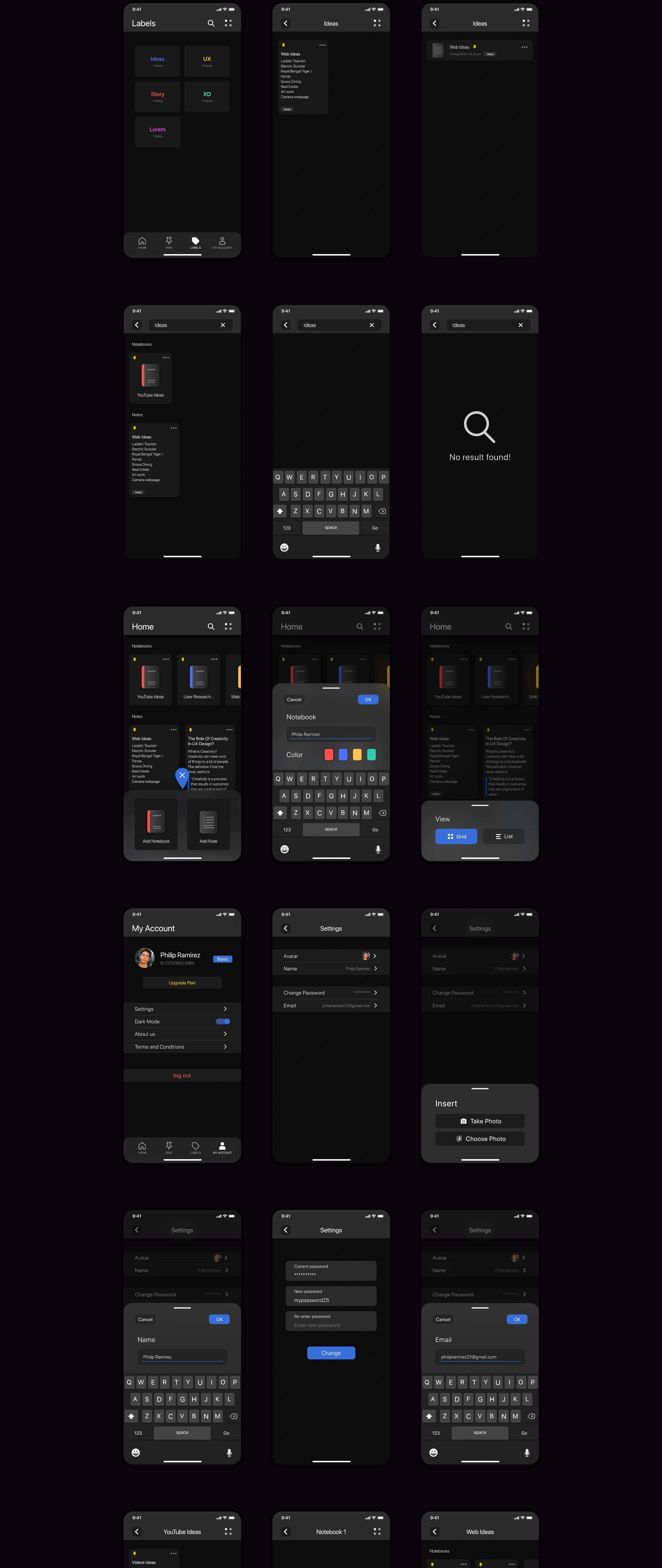 Notes.io Notes Taking App UI 高质量笔记记录分享APPUI设计元素组件规范图标素材库模版