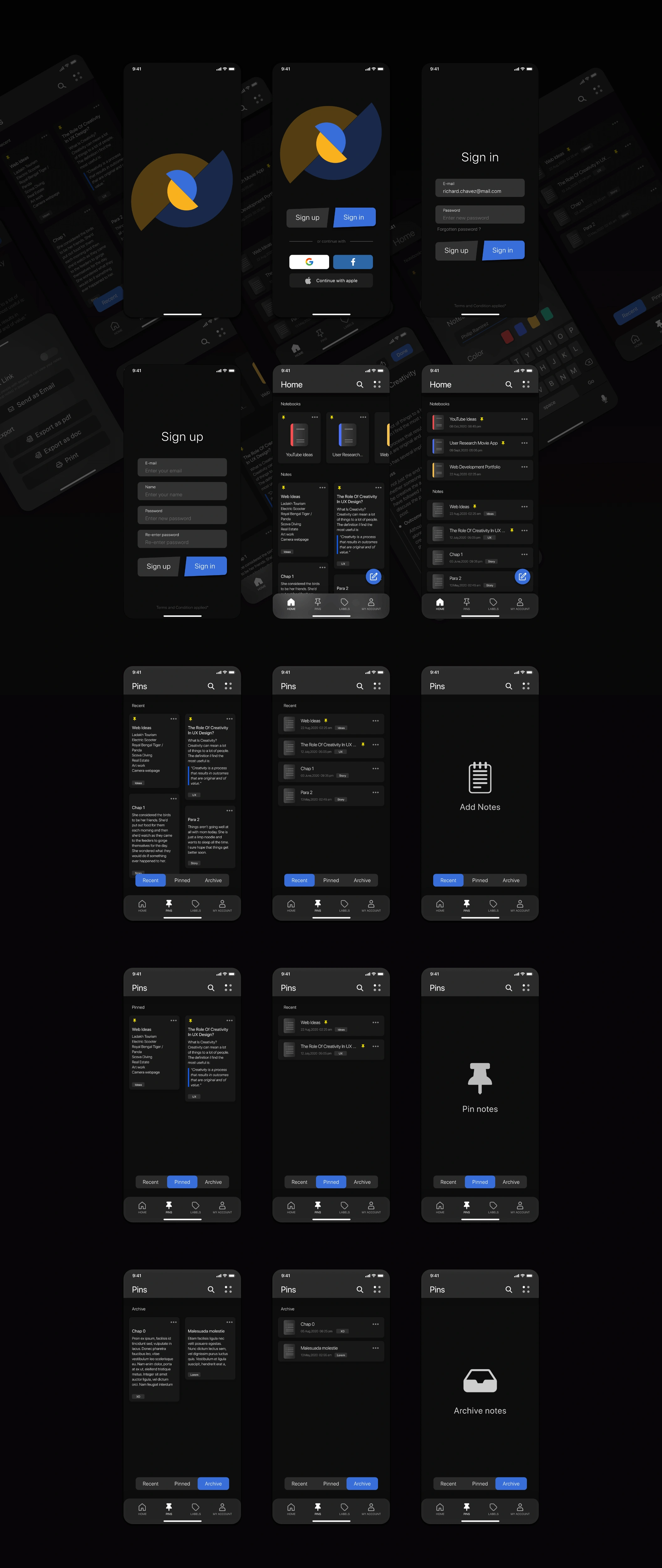 Notes.io Notes Taking App UI 高质量笔记记录分享APPUI设计元素组件规范图标素材库模版