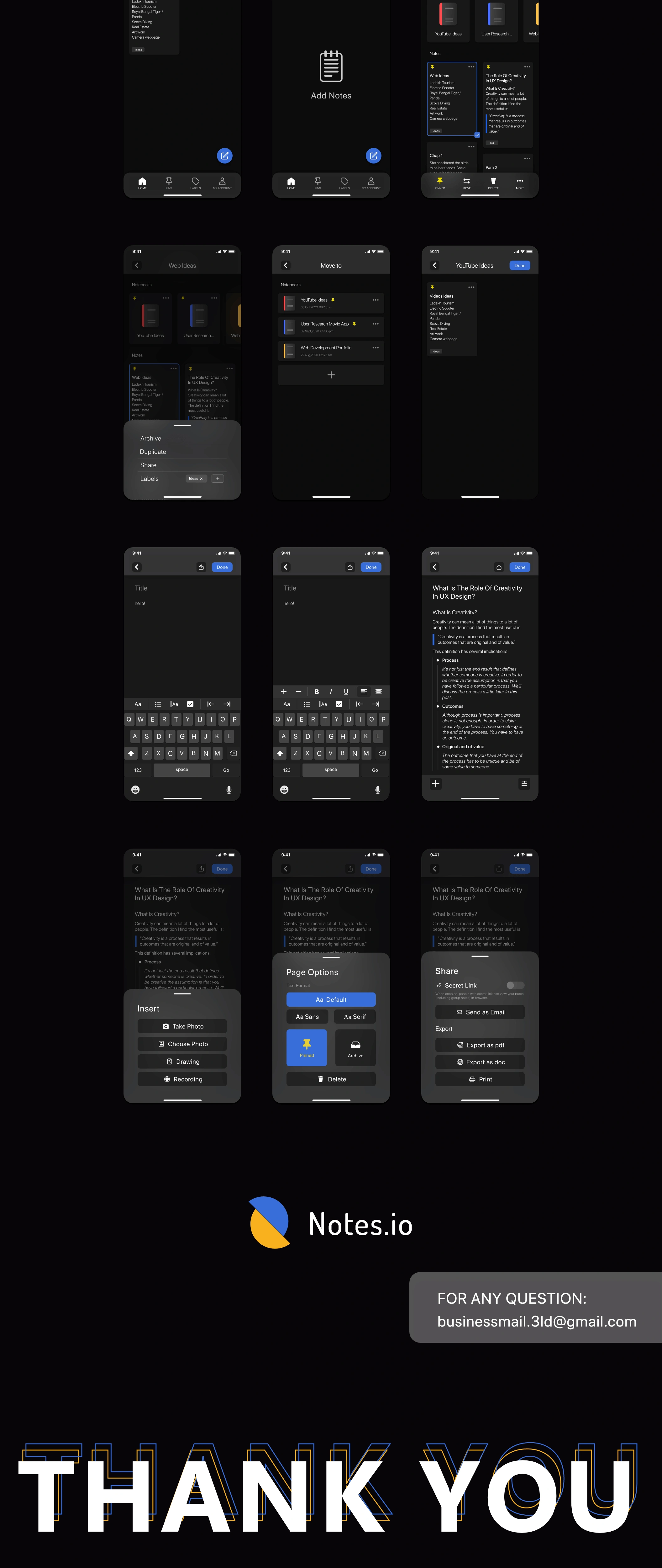Notes.io Notes Taking App UI 高质量笔记记录分享APPUI设计元素组件规范图标素材库模版