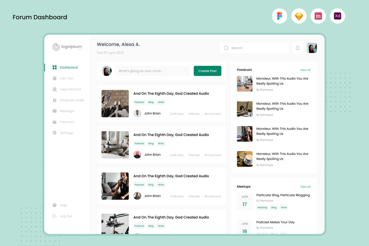 论坛仪表盘UI设计模板 Forum Dashboard